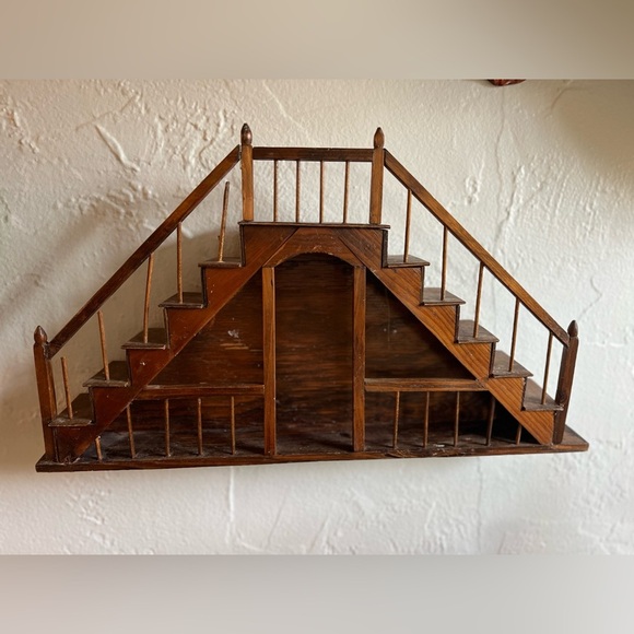 🪜 Vintage Wooden Staircase Shelf Miniature Display Rustic Farmhouse Cottagecore - Picture 8 of 9